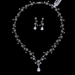 Chic zircon crystals handmade bridal necklace jewelry sets
