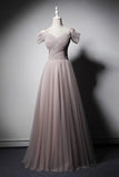 Fairytale dusty pink off shoulder maxi prom