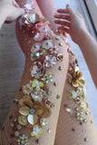 Handmade pearls crystals rhinestones beaded sequins flower