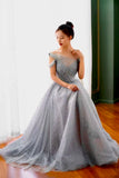 Fairytale pearls all beaded gray blue pink red prom event dress 2020