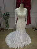 Gorgeous long sleeves alecon lace mermaid wedding dress 2021 #112207