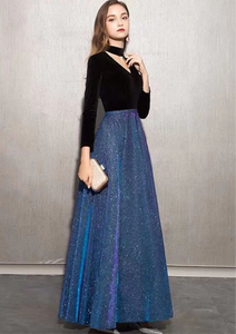 Sparkling fabric long sleeves prom cocktail dress 2020
