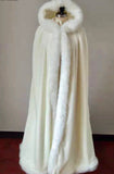 Winter wedding accessories white fur cloak with hood