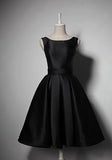 Off shoulder knee length little black modern chic bridesmaid party dress