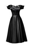 Off shoulder knee length little black modern chic party dress