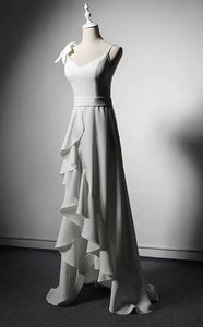 Chiffon boho style hi low wedding dress  2020