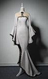 Vintage hepburn style long sleeves velvet off white prom dress 2020