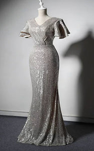 Plus size sexy sparking champagne sliver sequins mermaid prom dress 2020