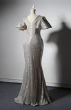 Plus size sexy sparking champagne sliver sequins mermaid prom dress 2020