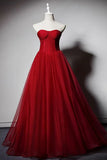 Red corset top tulle puffy skirt event prom dress