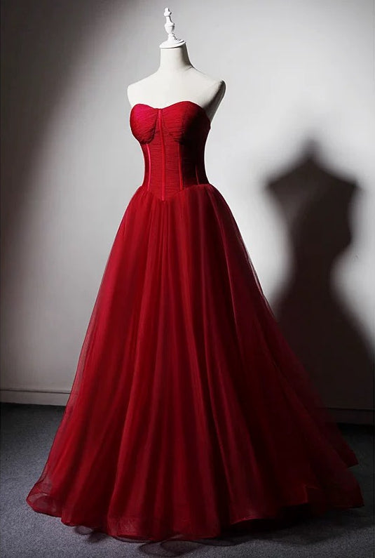 Red corset top tulle puffy skirt event prom dress – Anna's Couture Dresses