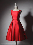 Modern style short length satin red prom dress 2020