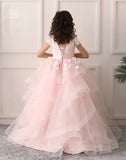 Lighter pink layers princesses little flower girl dress - Anna's Couture Dresses